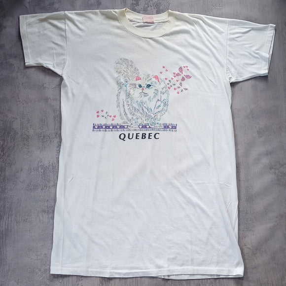 Vintage Quebec Kitty Cat Nightshirt Single Stitch T-Shirt