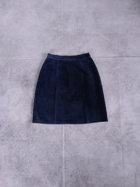 Vintage 90s SUEDE Classic Navy Mini Women's Skirt OPERA