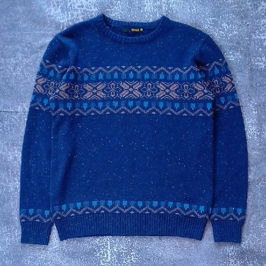 VINTAGE 90s Blue Nortic Patterned Sweater