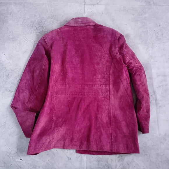 Jaclyn Smith Women’s Suede Button-Up Jacket - Berry Pink