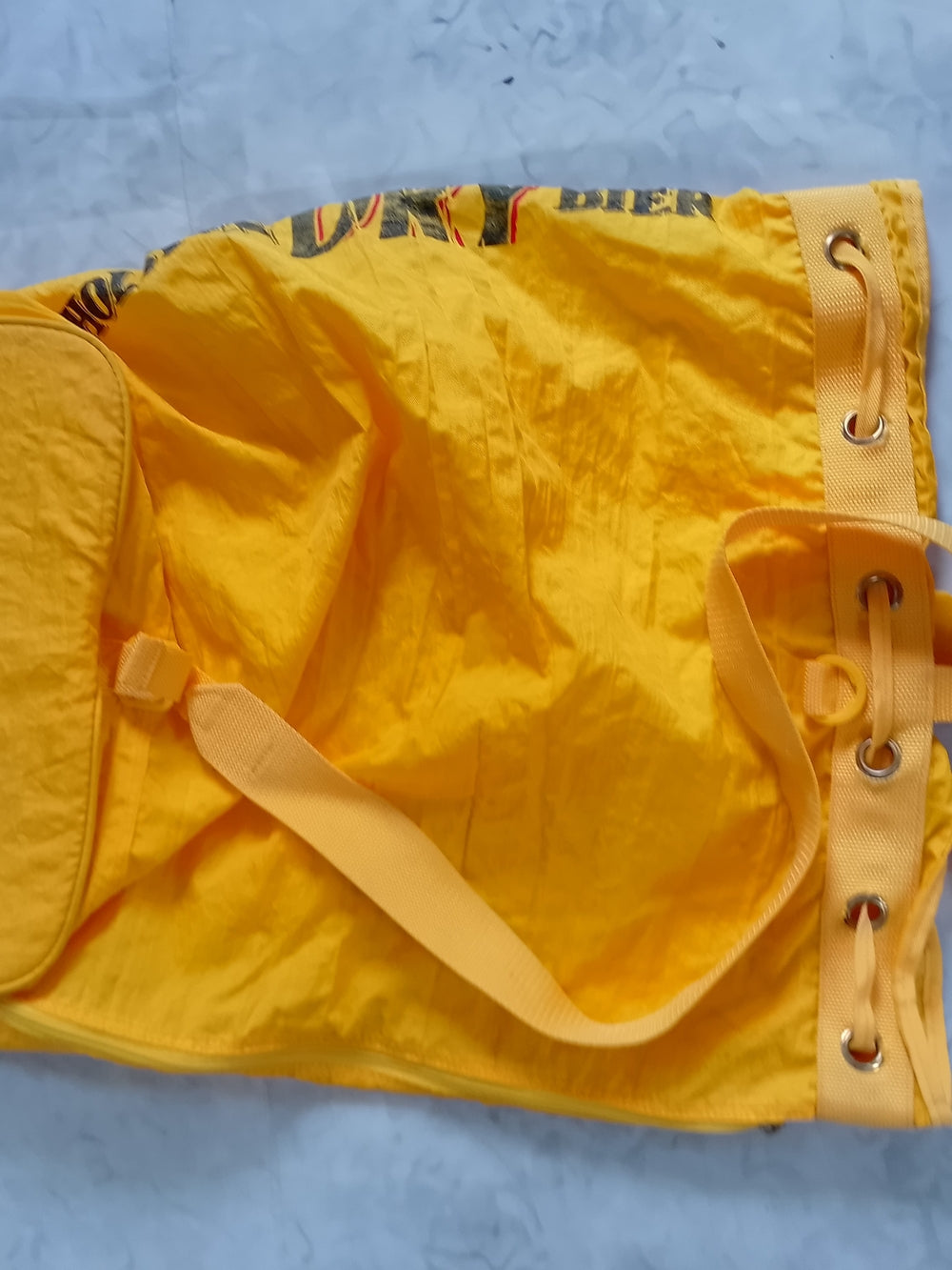 Vintage 90s Holsten Dry Bier Yellow Canvas Tote Bag TENNIS RACKET