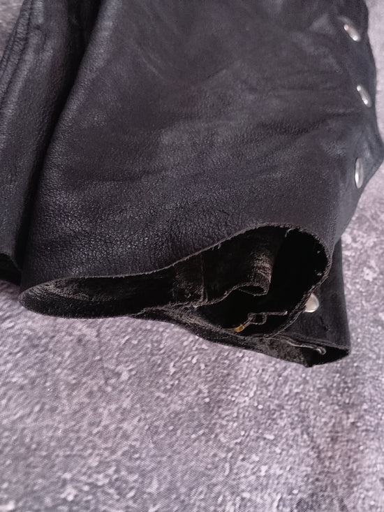Vintage 90s FMC Black Leather Motorcycle Chaps
