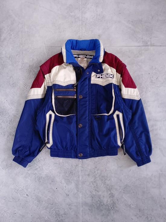 Vintage 90s Phenix Blue Burgundy White Ski Jacket