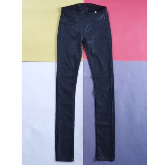 Helmut Helmut Lang Black Coated Cotton Blend Skinny Leg Jegging Jean Pant