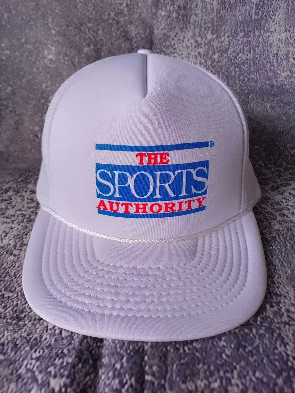Vintage The Sports Authority White Trucker Hat