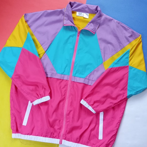Vintage 90s Funky Aunt Aiv Colour Block Windbreaker Jacket UNISEX