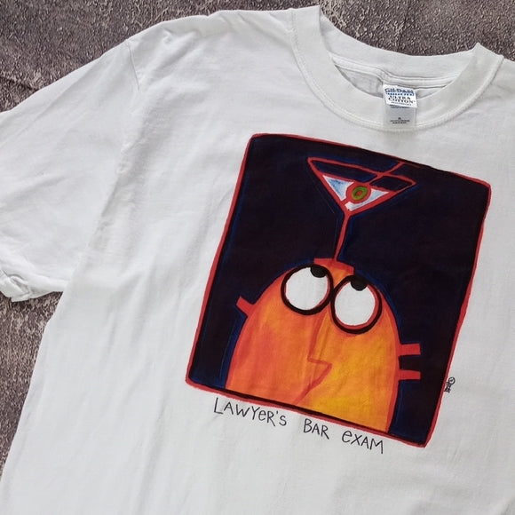 Vintage Y2K LAWYERS BAR EXAM Martini Graphic T-Shirt GILDAN UNISEX