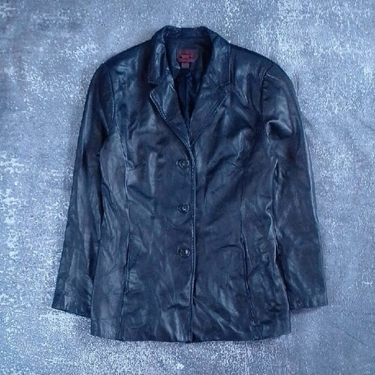 Vintage 90s Danier Classic Black Italian Leather Jacket