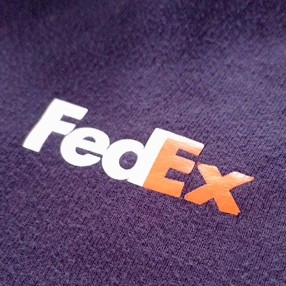 Vintage FedEx Men's Black and Purple Zip-Up Sweater Stan Herman