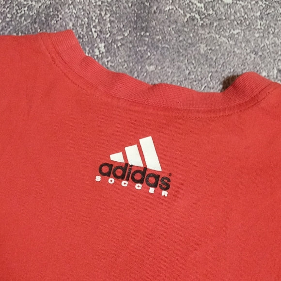 Vintage 90s ADIDAS SOCCER Graphic Red T-Shirt