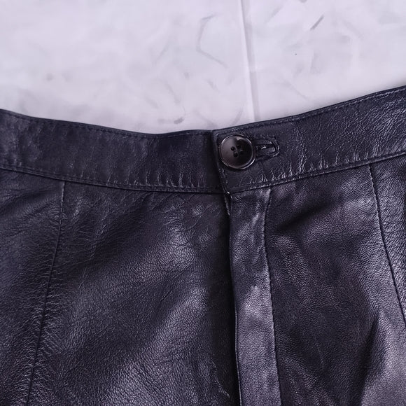 Vintage 90s MOMENTO MADE IN ITALY Black Leather Skirt