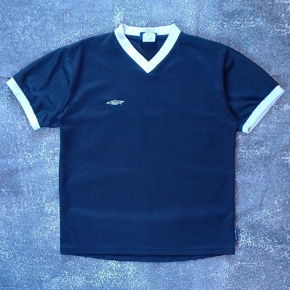 Umbro Navy and White V-Neck Shirt JERSEY VAPE-TECH