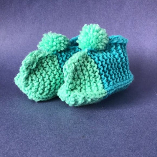 NWT Vintage Handmade Knitted Green Teal Children’s Slipper Booties