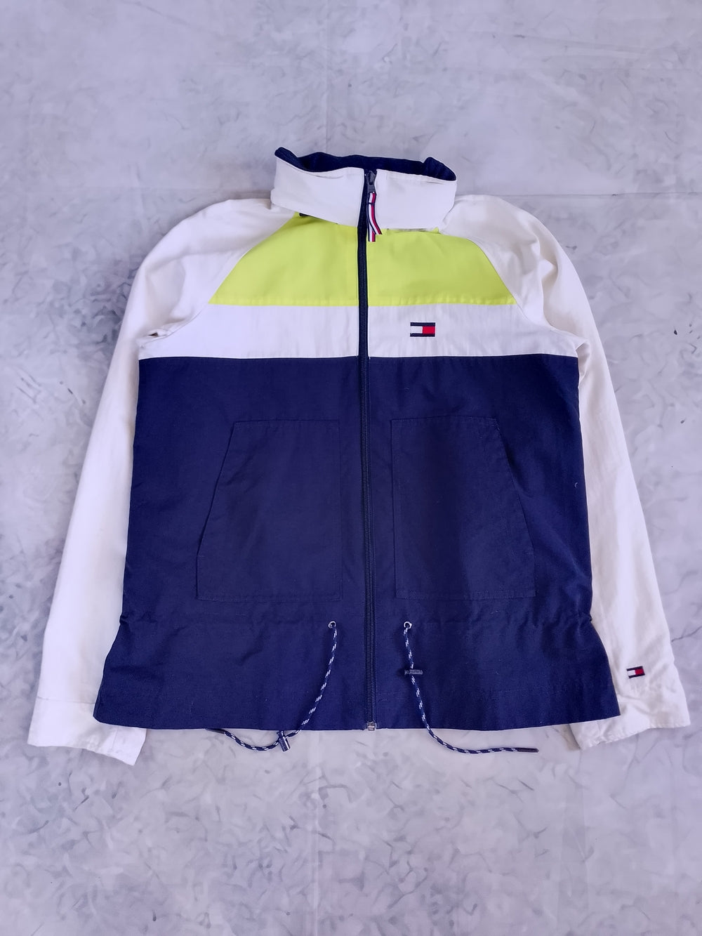 Tommy Hilfiger Men’s Colorblock Windbreaker Jacket - Navy, White & Lime