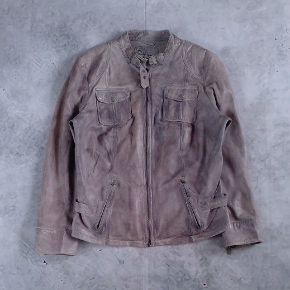 SHEEP NAPPA LEATHER JACKET GREY FAVOURITES YESSICA