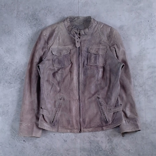 SHEEP NAPPA LEATHER JACKET GREY FAVOURITES YESSICA