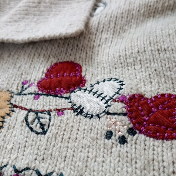 Vintage Floral Embroidered Cardigan Cottage Cover