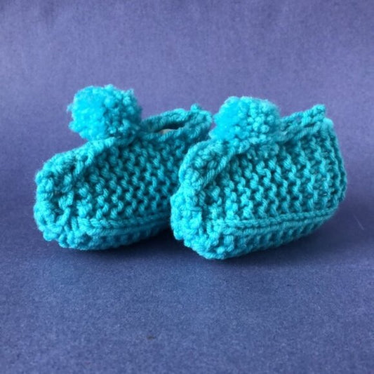 NWT Vintage Handmade Knitted Baby Blue Children’s Slipper Booties