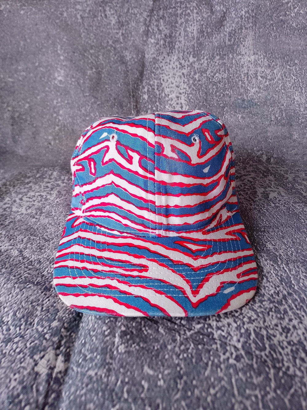Vintage RED/Blue Zebra Print snap-back Hat