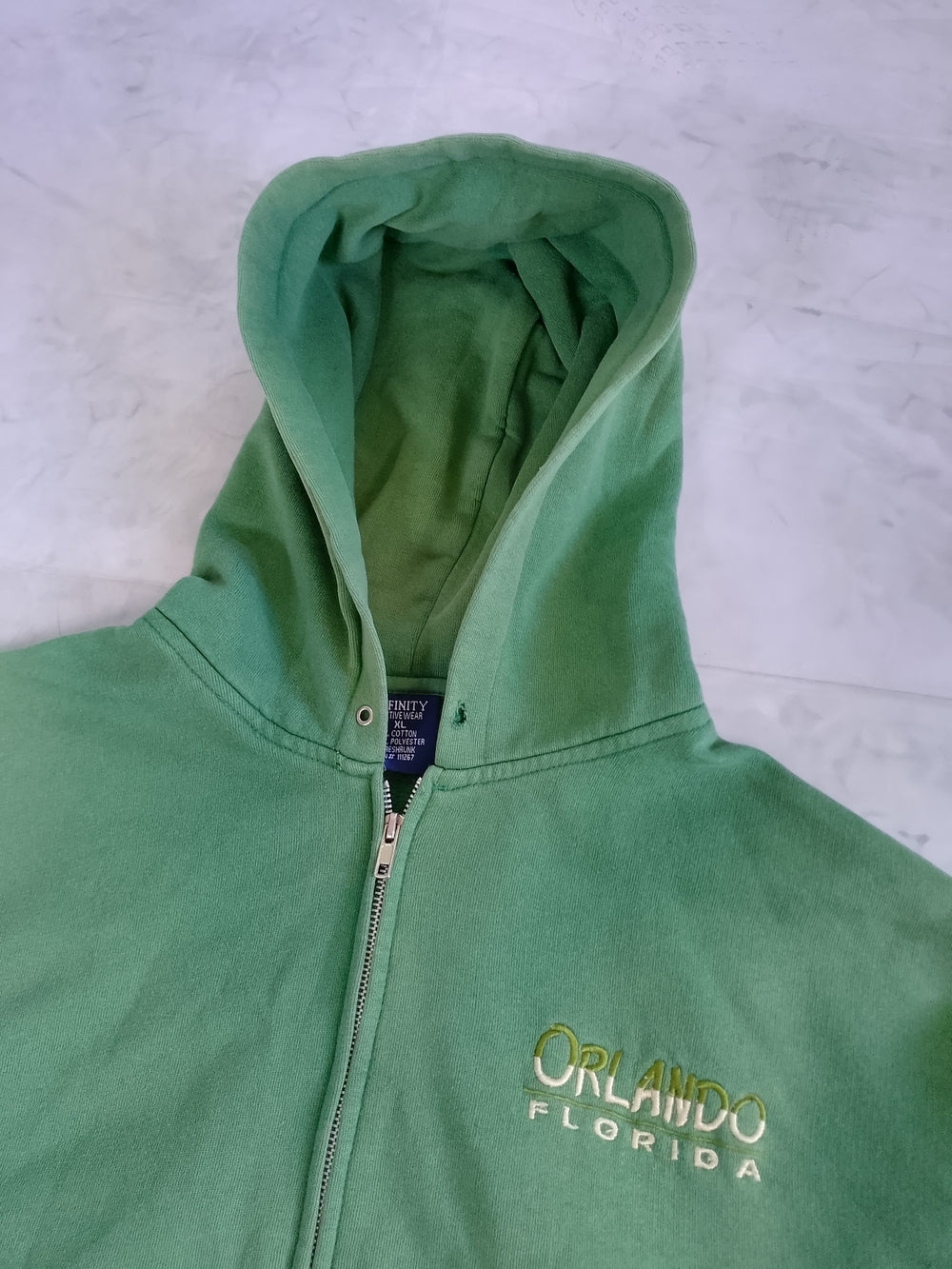 Vintage FADED Orlando Florida Green Zip-Up Hoodie