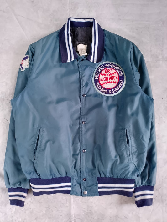Vintage 1987 Slow Pitch Mitchell-McPherson Machining & Stampings Bomber Jacket