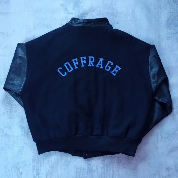 VINTAGE 90s Coffrage Jean Varsity Leather Jacket Unisex