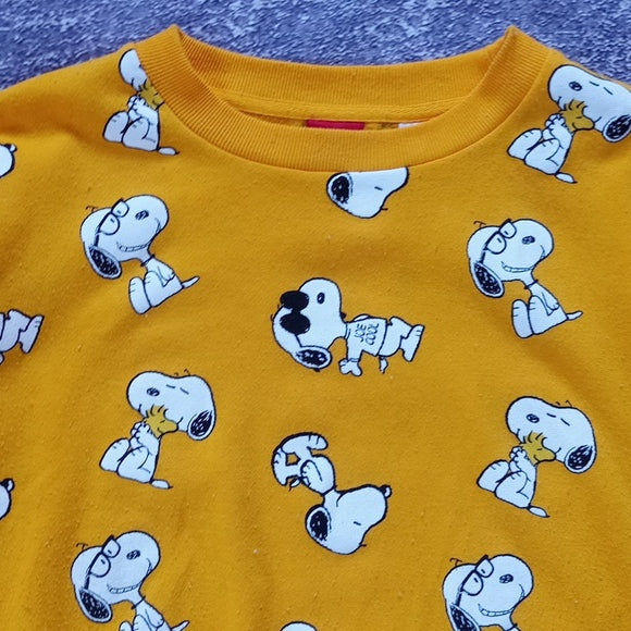 Snoopy Print Yellow Peanuts Crewneck Sweater Unisex