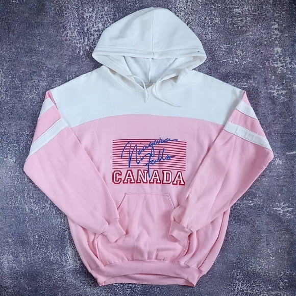 Vintage 80s NIAGARA FALLS PINK/WHITE Graphic Hoodie