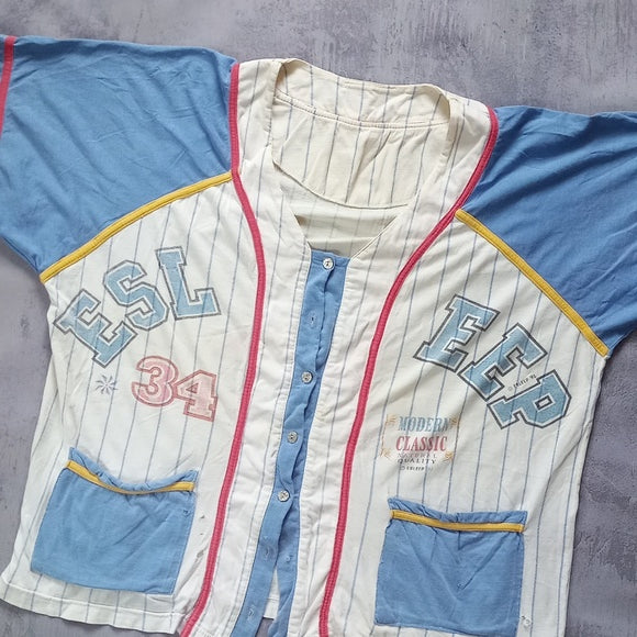 Vintage 1992 ESLEEP Distressed Baseball Jersey Shirt #34