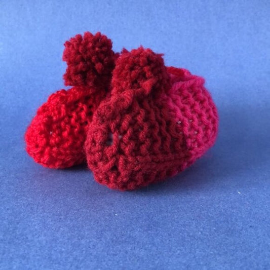 NWT Vintage Handmade Knitted Red, Pink Children’s Slipper Booties