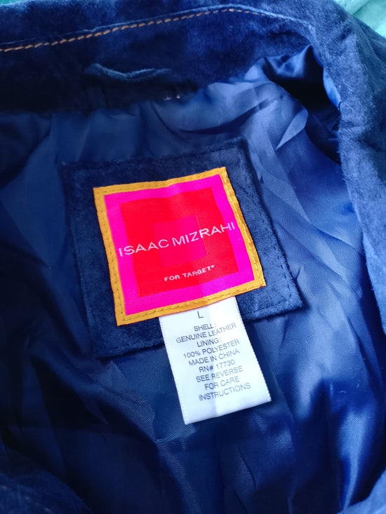 ISAAC MIZRAHI Suede Trucker Jacket in PURPLE