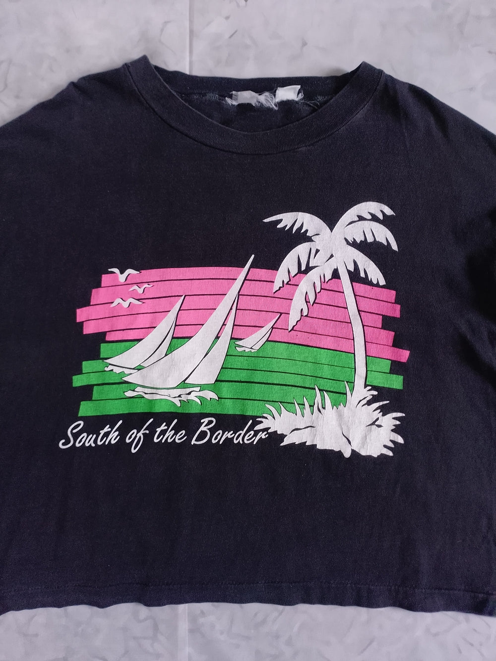 Vintage 90s South of the Border Black Crop Tourist Tee Single Stitch