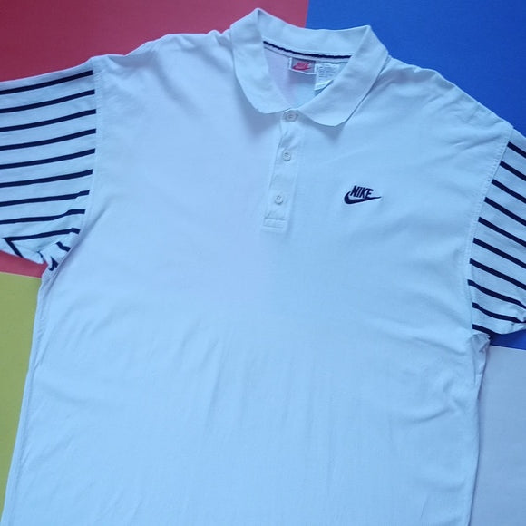 Vintage 90s Nike Polo Shirt Striped Sleeves