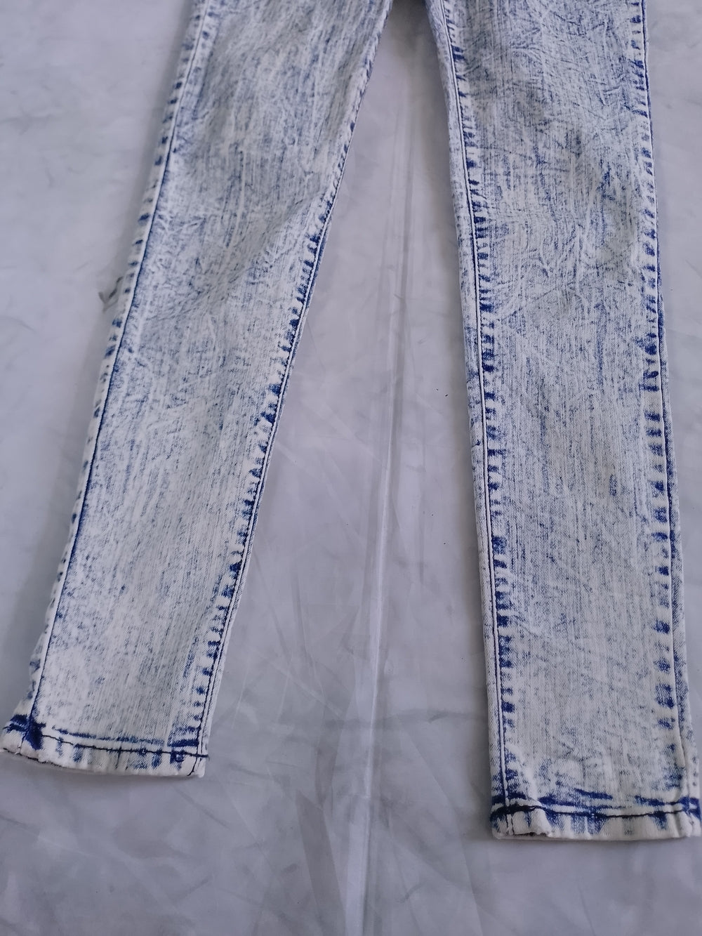 High-Waist Acid Wash Strapless Jeans Jumpsuit Light Blue GJG DENIM USA MADE