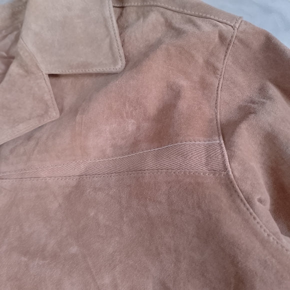 Danier Men's Suede Leather Button-Up Shirt Jacket in Light Tan SOFT