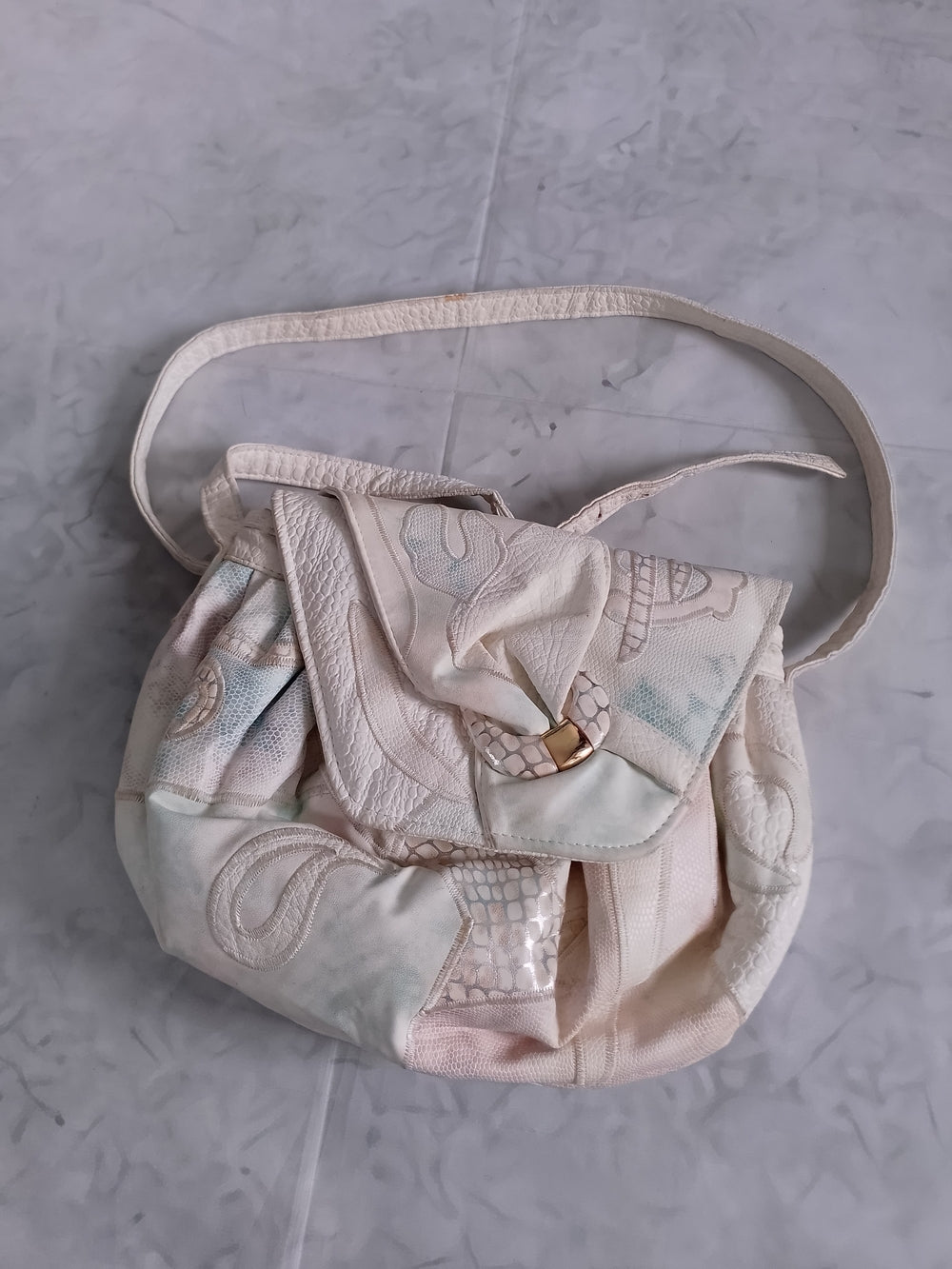 Vintage 80s Cream/White Crossbody Shoulder Bag NAS