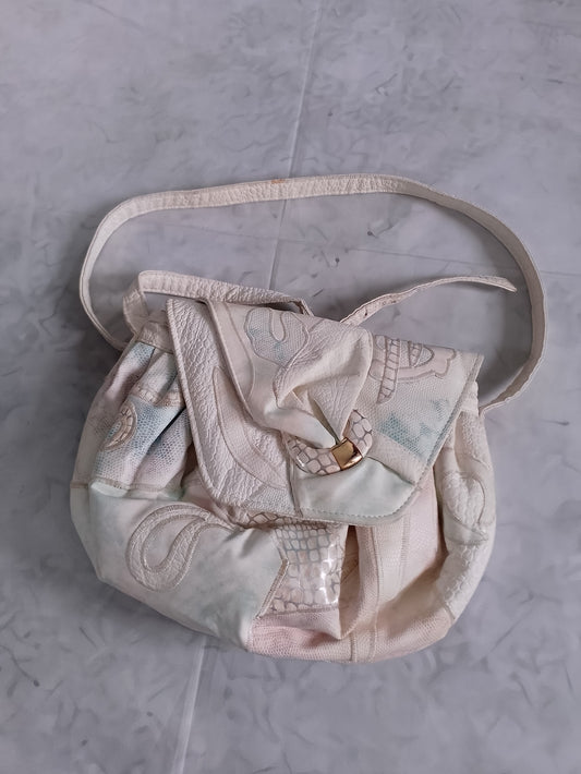 Vintage 80s Cream/White Crossbody Shoulder Bag NAS
