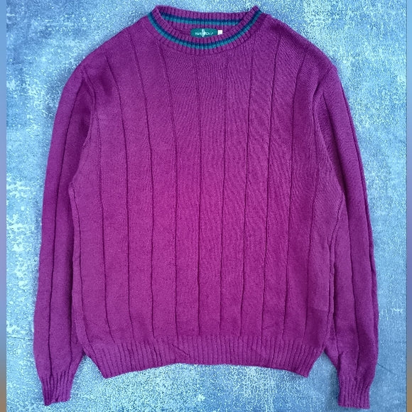 Vintage 90s HUNT CLUB Maroon Ribbed Knit Sweater