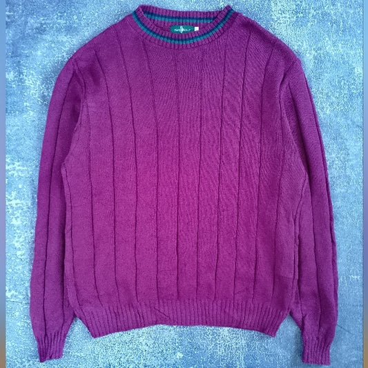 Vintage 90s HUNT CLUB Maroon Ribbed Knit Sweater