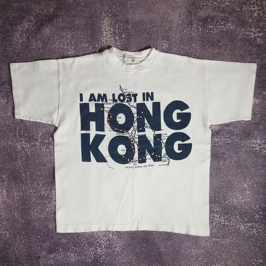 Vintage 90s White 'I Am Lost in Hong Kong' T-Shirt