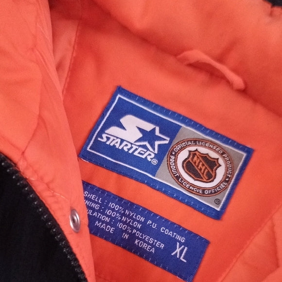 Vintage 90s Starter Philadelphia Flyers Black and Orange Jacket Full Zip