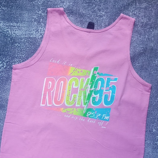 Vintage 1990 Rock 95.7 FM Molson Canadian Beach Single Stitch Muscle Shirt