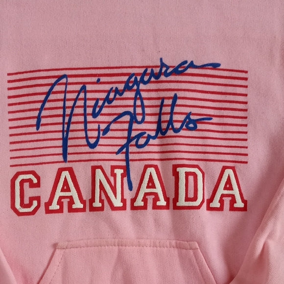 Vintage 80s NIAGARA FALLS PINK/WHITE Graphic Hoodie