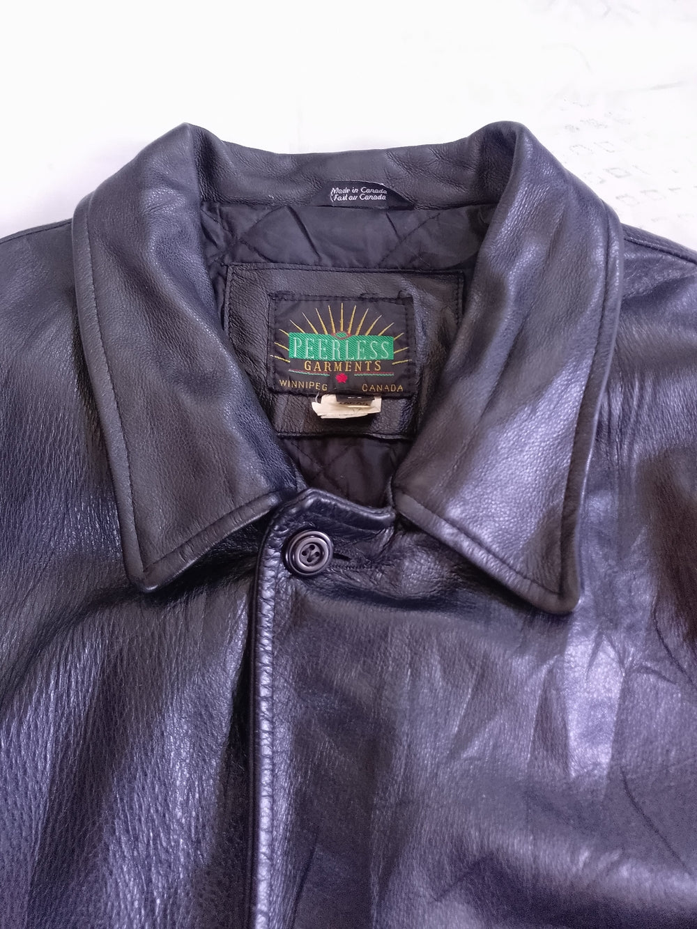 Vintage 90s Men's Black Leather Button-Front Coat Classic Style
