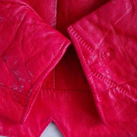 Vintage 80s Perino Ponti Women's Red Leather Jacket Bomber