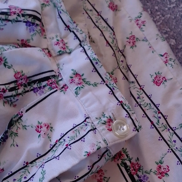Vintage 90s T.LIPSON Floral Pleated White Skirt