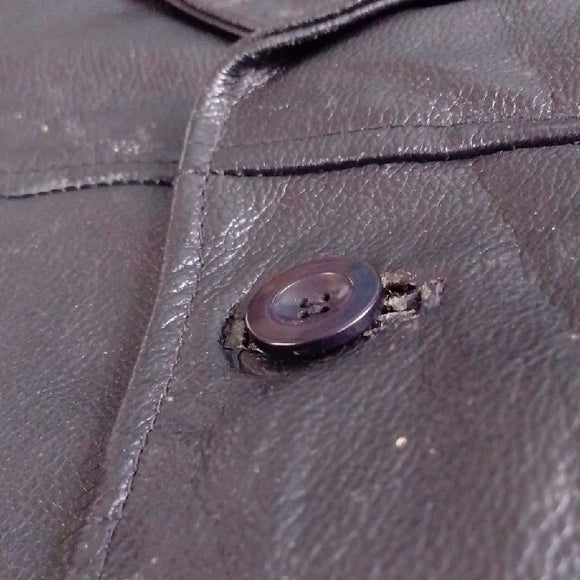 Vintage 90s Leather Winter Jacket Heavy Duty PELLE CUIR HOMME
