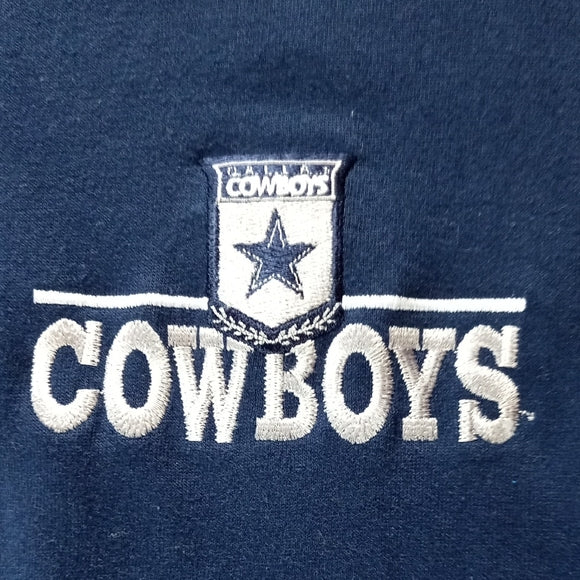 Vintage 90s NFL DALLAS COWBOYS EMBROIDERED Navy Long Sleeve Polo Shirt
