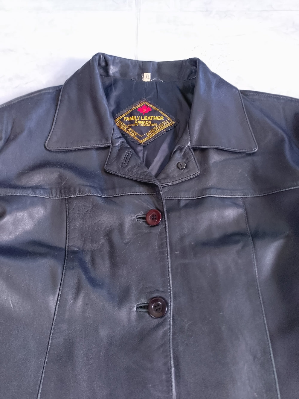 Vintage Classic Black Leather Trench Coat