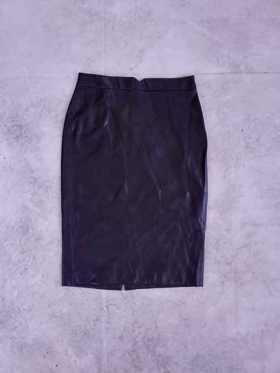 philosophy Black Faux Leather Pencil Skirt